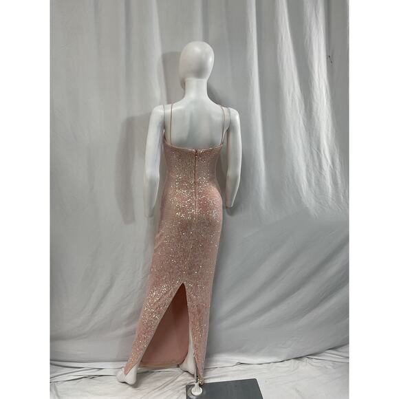 Nookie 'Supreme' Pink Sequin Embellished Cut Out Maxi Dress Size M - Picture 3 of 5